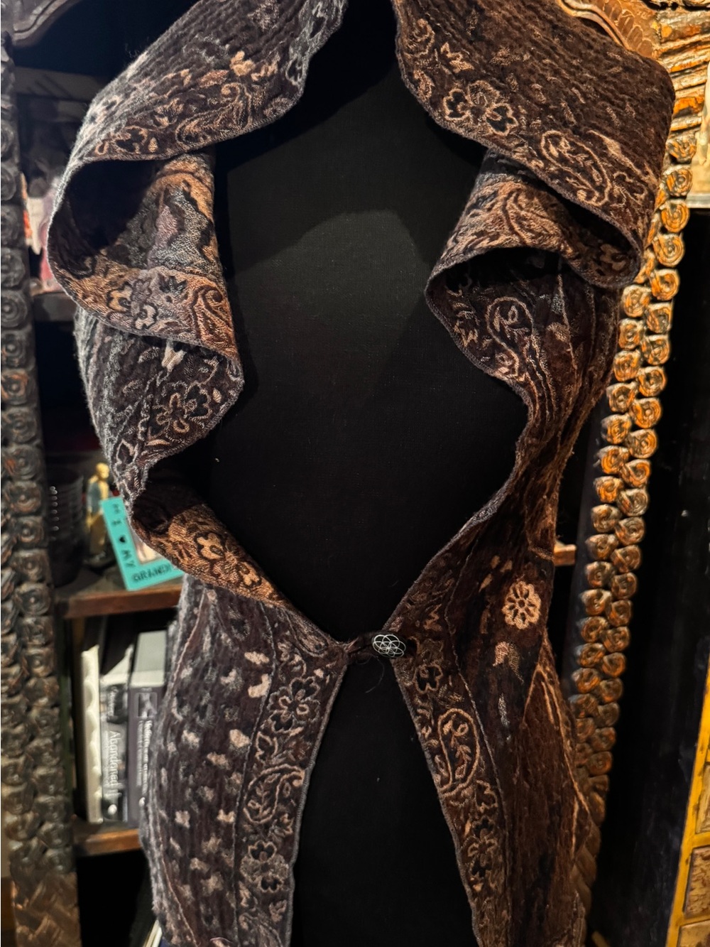 Women's Brown Patterned Cascade Front Vest